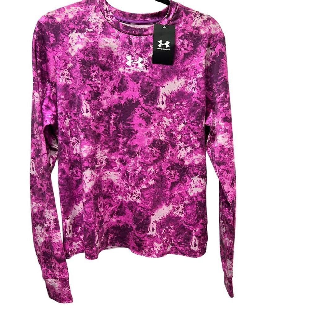 Under Armour Women's Raspberry Pink Tie-Dye Long Sleeve Crew Neck T-Shirt M